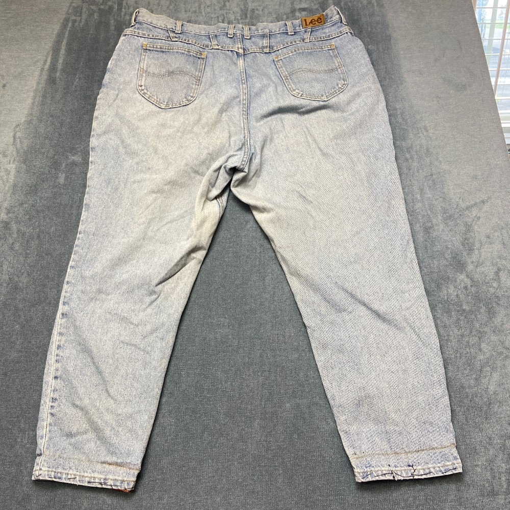 Lee Jeans Womens 44x28 Blue Denim Non Stretch High Rise Travel Straight Leg